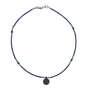 Collar nepalí de gemas extrafinas - ónix azul y árbol de la vida