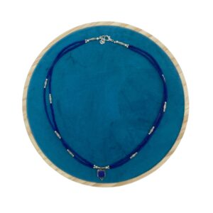 Collar nepalí extrafino de dos líneas - Colgante de ónix azul y lapislázuli