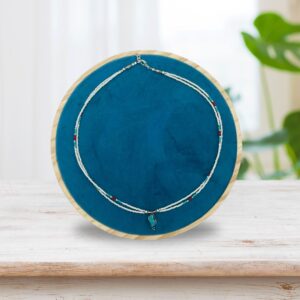 Collar nepalí extrafino de dos vueltas - Colgante de perla y turquesa