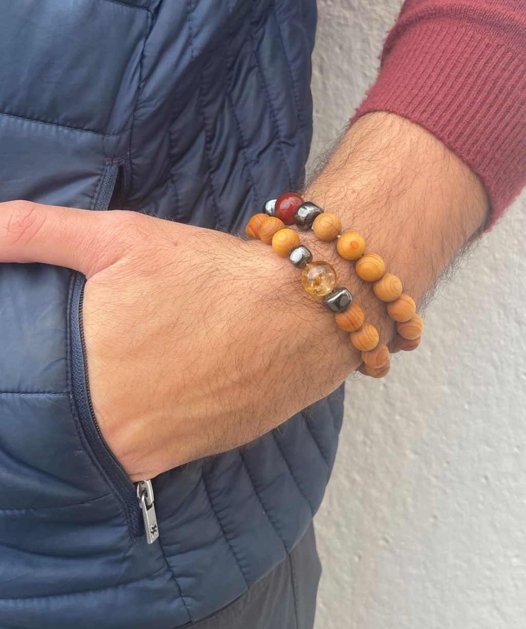 Pulseras de Cedro con Mineral Chakra