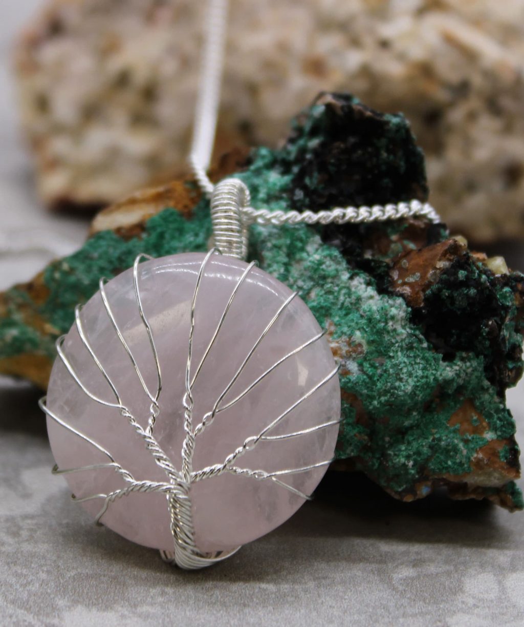 Collar Árbol de la Vida - Cuarzo Rosa