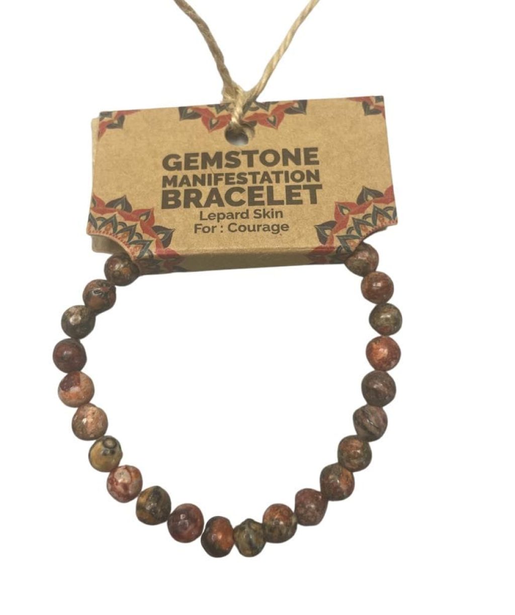 Pulsera de manifestación de piedras preciosas - Piel de leopardo - Coraje