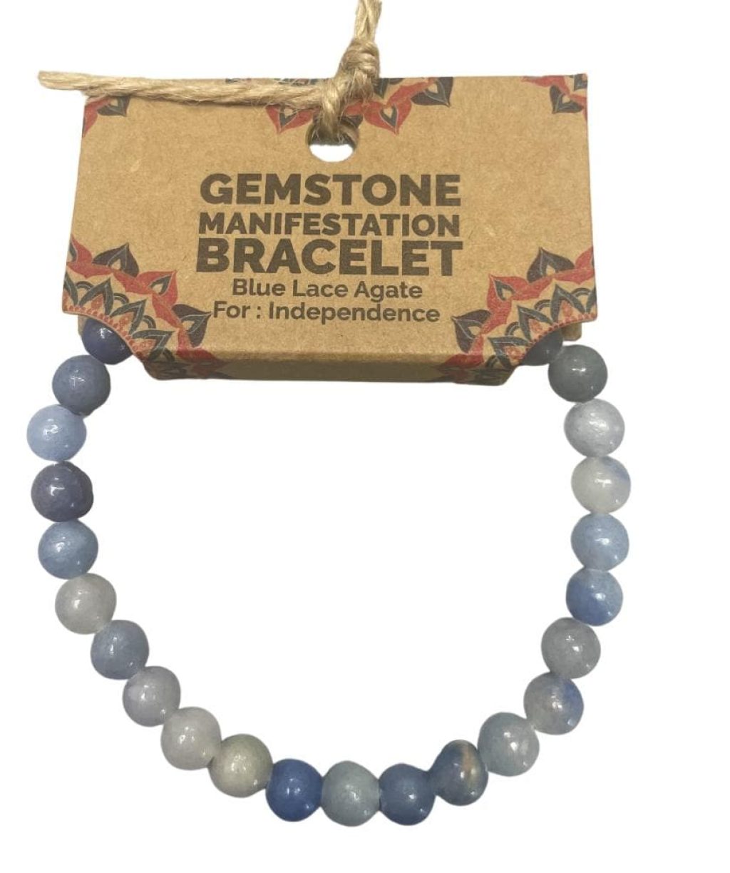 Pulsera de Manifestación de Piedras Preciosas - Ágata de Encaje Azul - Independencia