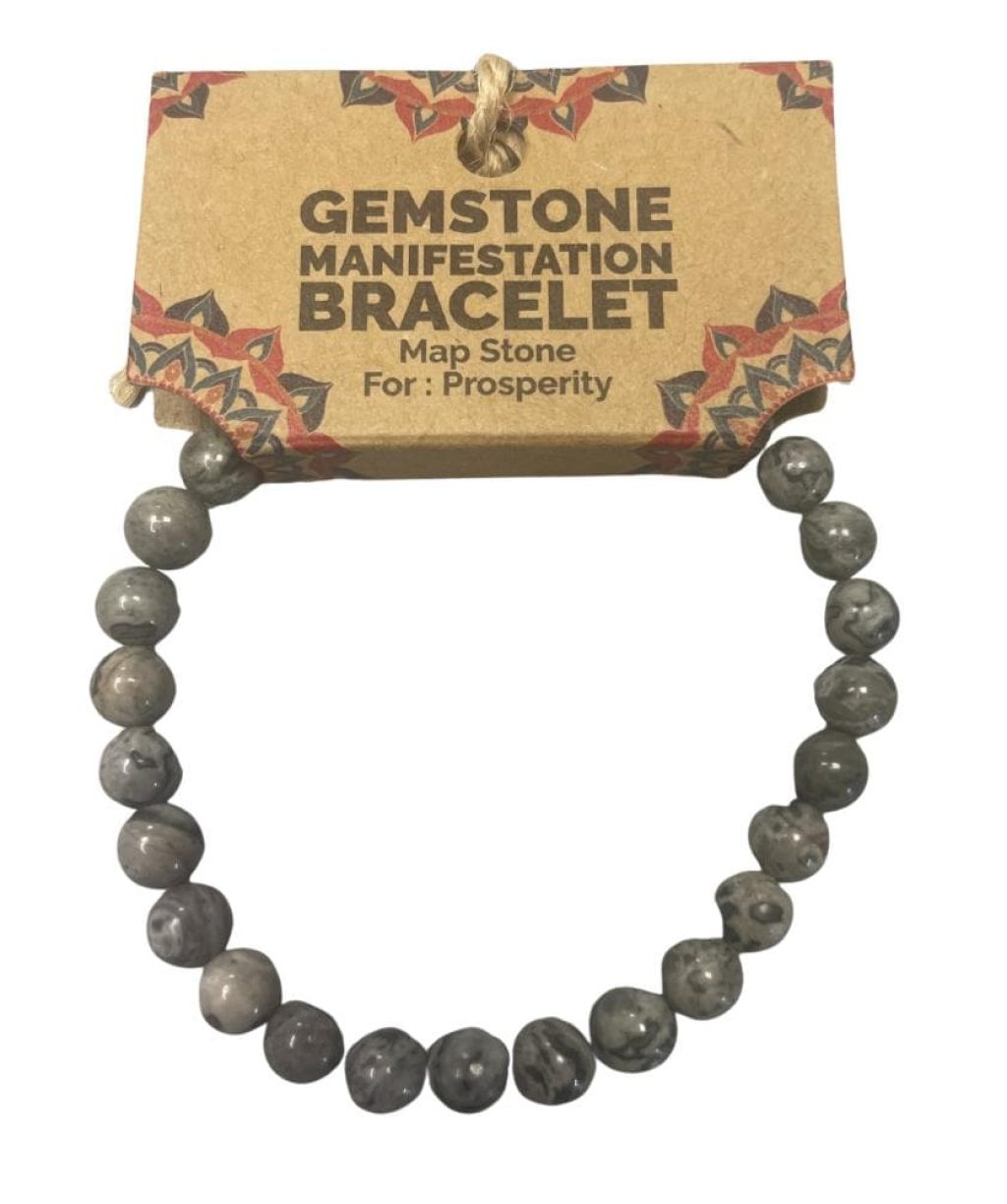 Pulsera de manifestación de piedras preciosas - Piedra de mapa - Prosperidad