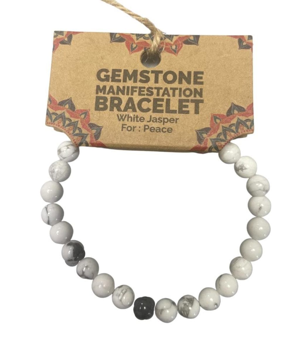 Pulsera de Manifestación de Piedras Preciosas - Jaspe Blanco - Paz