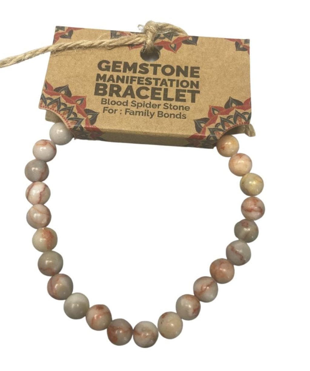 Pulsera de manifestación de piedras preciosas - Piedra de araña de sangre - Lazos familiares